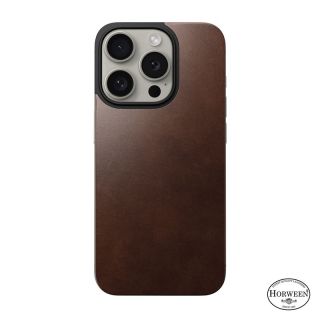 Nomad Horween Leather iPhone 15 Pro mágneses bőr hátlap borítás - barna