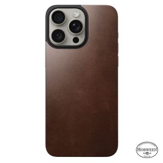 Nomad Horween Leather iPhone 15 Pro Max mágneses bőr hátlap borítás - barna