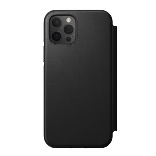 Nomad Rugged Folio MagSafe iPhone 12 / 12 Pro kinyitható bőr tok - fekete