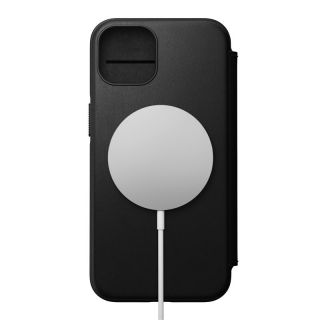 Nomad Rugged Folio MagSafe iPhone 13 kinyitható bőr tok - fekete