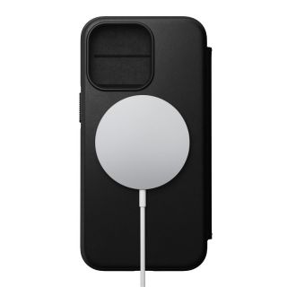 Nomad Rugged Folio MagSafe iPhone 13 Pro kinyitható bőr tok - fekete