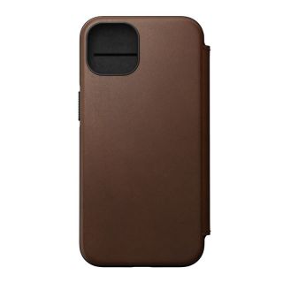 Nomad Rugged Folio MagSafe iPhone 13 kinyitható bőr tok - barna