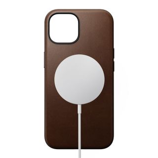 Nomad Modern MagSafe iPhone 15 bőr hátlap tok - barna