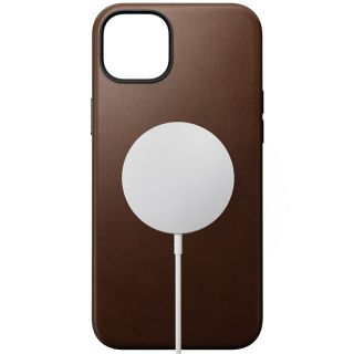 Nomad Modern MagSafe iPhone 15 Plus bőr hátlap tok - barna
