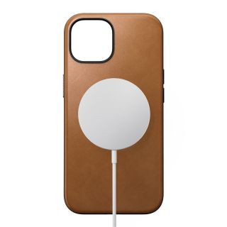 Nomad Modern MagSafe iPhone 15 bőr hátlap tok - világosbarna