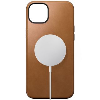 Nomad Modern MagSafe iPhone 15 Plus bőr hátlap tok - világosbarna
