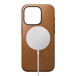 Nomad Modern MagSafe iPhone 15 Pro bőr hátlap tok - világosbarna