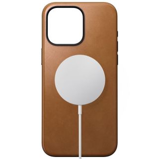 Nomad Modern MagSafe iPhone 15 Pro Max bőr hátlap tok - világosbarna