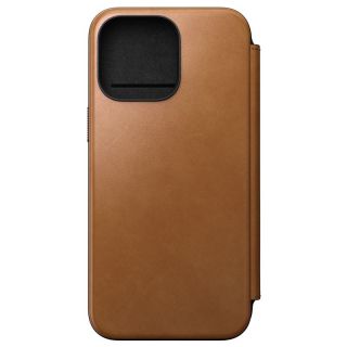 Nomad Modern Folio MagSafe iPhone 15 Pro Max kinyitható bőr tok - világosbarna