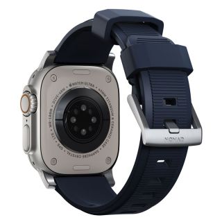 Nomad Rugged Apple Watch 45mm / 44mm / 42mm / Ultra 49mm szilikon szíj - kék/ezüst