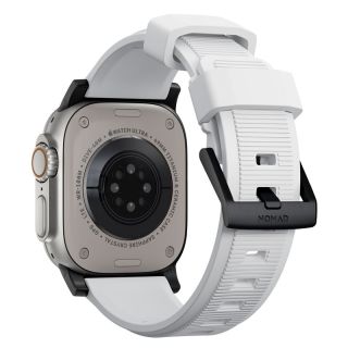 Nomad Rugged Apple Watch 45mm / 44mm / 42mm / Ultra 49mm szilikon szíj - fehér/fekete