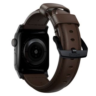 Nomad Traditional Apple Watch 45mm / 44mm / 42mm / Ultra 49mm bőr szíj - fekete/barna