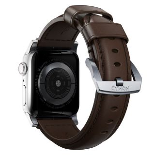 Nomad Traditional Apple Watch 45mm / 44mm / 42mm / Ultra 49mm bőr szíj - ezüst/barna