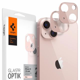 Spigen GLAS.tR Optik iPhone 13 / 13 mini kamera védő üveg (2db) - rózsaszín