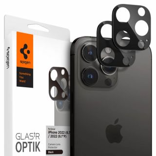Spigen OptikTR iPhone 15 Pro / 15 Pro Max / 14 Pro / 14 Pro Max kamera védő üveg - 2db - fekete