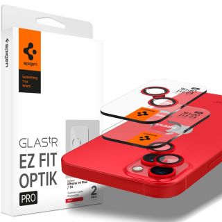 Spigen Glas.tR Ez Fit Optik Pro iPhone 14 / 14 Plus kamera lencsevédő üveg - 2db - piros
