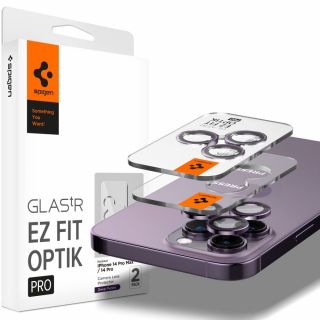 Spigen Optik.tR EZ Fit iPhone 14 Pro / 14 Pro Max kamera lencsevédő üveg - 2db - lila