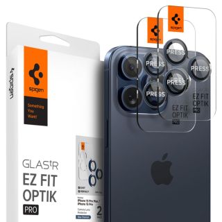 Spigen Glas.tR EZ Fit Optik Pro iPhone 14 Pro / 14 Pro Max / 15 Pro / 15 Pro Max lencsevédő üvegfólia - 2 szett - kék titán