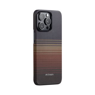 Pitaka MagEz 5 MagSafe iPhone 15 Pro Max kemény carbon hátlap tok - sunset