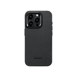 Pitaka MagEz Pro 4 MagSafe iPhone 15 Pro kemény ütésálló carbon hátlap tok - fekete