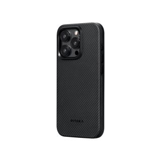 Pitaka MagEz Pro 4 MagSafe iPhone 15 Pro kemény ütésálló carbon hátlap tok - fekete