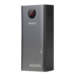Romoss PEA40PF 40000mAh powerbank kijelzővel (2xUSB-A, USB-C, Lightning, Micro-USB) 22,5W - fekete