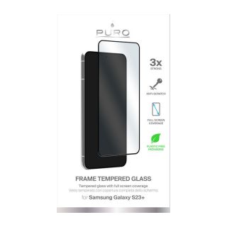 Puro Frame Tempered Glass Samsung Galaxy S23+ Plus teljes kijelzővédő üvegfólia - átlátszó