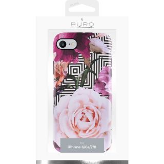 Puro Galm Geo Flowers iPhone SE (2022/2020) / 8 / 7 / 6s kemény hátlap tok - rózsaszín