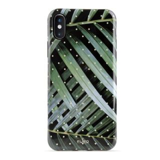 Puro Glam Tropical Leaves iPhone XS Max kemény hátlap tok - zöld