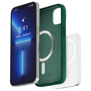 Puro Icon Mag MagSafe iPhone 13 / 14  szilikon hátlap tok - zöld