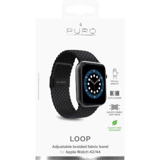 Puro Loop Band Apple Watch 45mm / 44mm / 42mm textil szíj - fekete