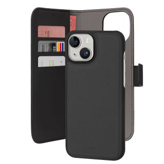 Puro Wallet Detachable 2w1 iPhone 15 kinyitható bőr tok - fekete