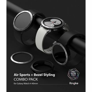 Ringke Air & Bezel Styling Samsung Galaxy Watch 4 40 mm tok és védőkeret - fekete/ezüst