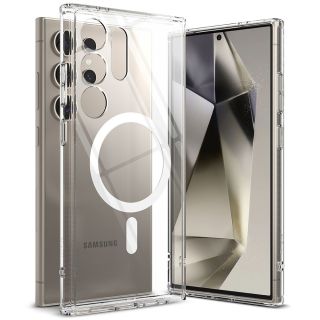 Ringke Fusion Magnetic MagSafe Samsung Galaxy S24 Ultra ütésálló szilikon hátlap tok - átlátszó