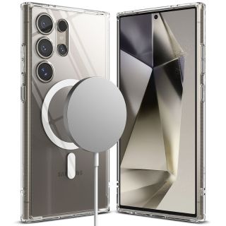 Ringke Fusion Magnetic MagSafe Samsung Galaxy S24 Ultra ütésálló szilikon hátlap tok - átlátszó
