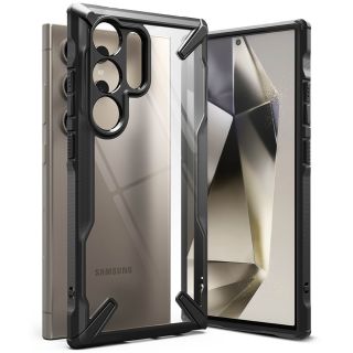 Ringke Fusion X Samsung Galaxy S24 Ultra ütésálló hátlap tok - fekete/ átlátszó