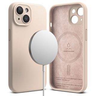 Ringke Silicone Magnetic MagSafe iPhone 15 szilikon hátlap tok - rózsaszín