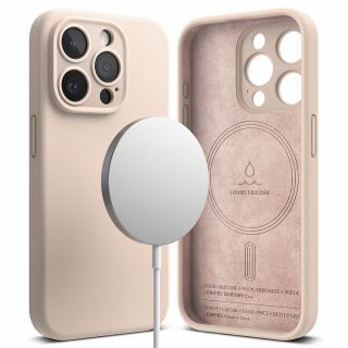 Ringke Silicone Magnetic MagSafe iPhone 15 Pro szilikon hátlap tok - rózsaszín