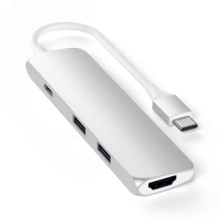 Satechi Aluminium Slim USB-C hub adapter (USB-C, 4k HDMI, 2x USB-A) - ezüst