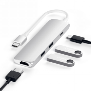 Satechi Aluminium Slim USB-C hub adapter (USB-C, 4k HDMI, 2x USB-A) - ezüst