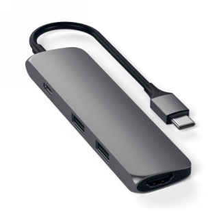 Satechi Aluminium Slim USB-C hub adapter (USB-C, 4k HDMI, 2x USB-A) - asztroszürke