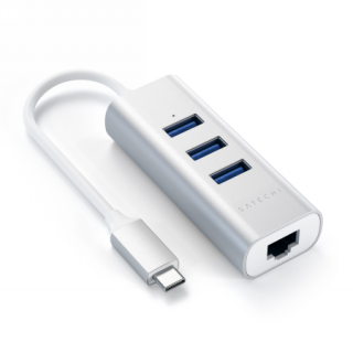 Satechi Aluminium USB-C hub adapter (3x USB-A, Gigabit Ethernet) - ezüst