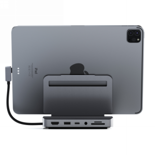 Satechi Aluminum iPad Pro állvány + USB-C hub adapter (USB-C, USB-A, 4k HDMI, SD-kártya, 3,5mm jack) - asztroszürke