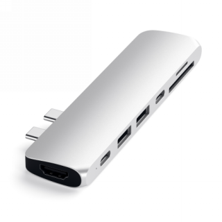 Satechi Pro USB-C hub adapter (2xUSB-C, HDMI, 2xUSB-A, SD-kártya, SD-kártya) - ezüst