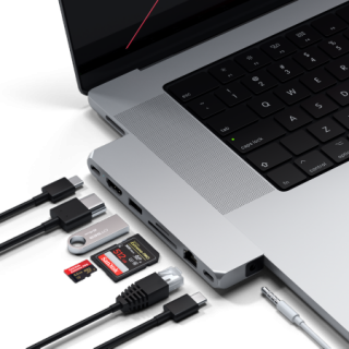 Satechi Pro Max Dual USB-C hub adapter (2xUSB-C, HDMI, USB-A, SD-kártya, Ethernet) - ezüst