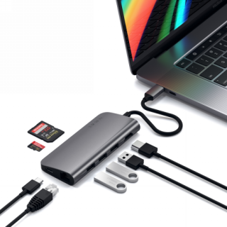 Satechi USB-C hub adapter (USB-C, HDMI, 3xUSB-A, SD-kártya, Ethernet) - szürke