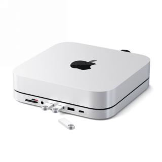 Satechi Aluminum Mac mini állvány + USB-C hub adapter (USB-C, 3x USB-A, SD-kártya, 3,5mm jack) - ezüst