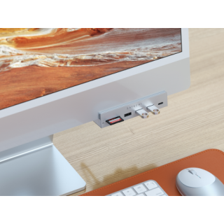 Satechi iMac 24" (2021) USB-C hub adapter (USB-C, 3xUSB-A, SD-kártya) - ezüst