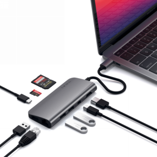 Satechi USB-C hub adapter (USB-C, 3xUSB-A, HDMI, SD-kártya, Ethernet) - szürke