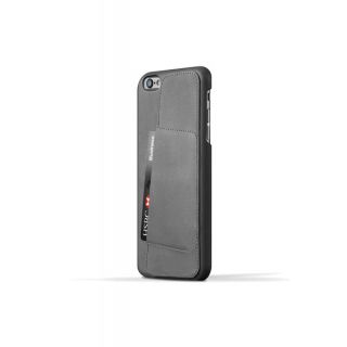 Mujjo Leather iPhone 8 Plus / 7 Plus / 6s Plus / 6 Plus bőr hátlap tok kártyatartóval - szürke